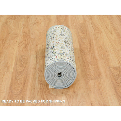 Fine Oriental Wool Hand Knotted Rug Blue Ivory 2.6X13.9 -O065335