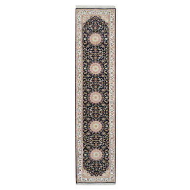 Fine Oriental Wool Hand Knotted Rug Blue Ivory 2.6X11.10 -O065338