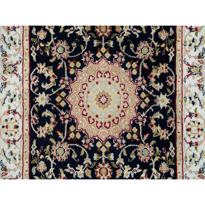 Fine Oriental Wool Hand Knotted Rug Blue Ivory 2.6X11.10 -O065338