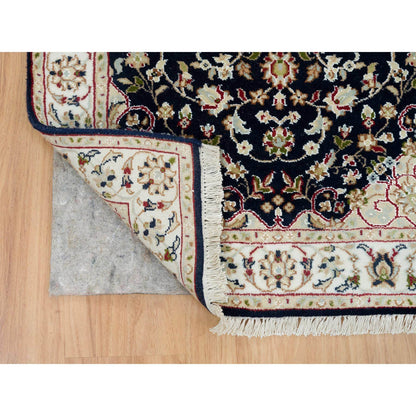 Fine Oriental Wool Hand Knotted Rug Blue Ivory 2.8X19.2 -O065341