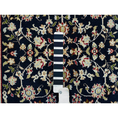 Fine Oriental Wool Hand Knotted Rug Blue Ivory 2.8X19.2 -O065341
