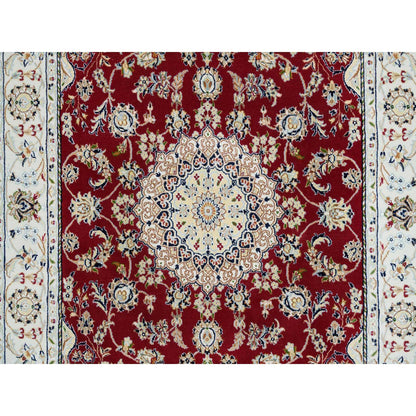 Fine Oriental Wool Hand Knotted Rug Red Ivory 4.7X6.8 -O065346