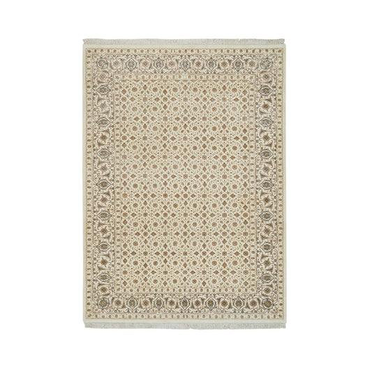 Fine Oriental Wool Hand Knotted Rug Ivory Ivory 4.7X6.8 -O065347