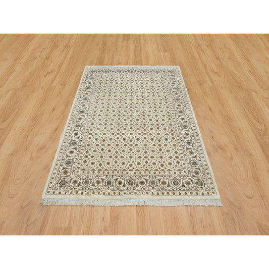 Fine Oriental Wool Hand Knotted Rug Ivory Ivory 4.7X6.8 -O065347