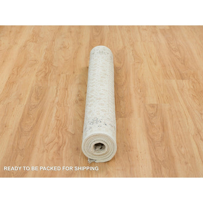 Fine Oriental Wool Hand Knotted Rug Ivory Ivory 4.7X6.8 -O065347