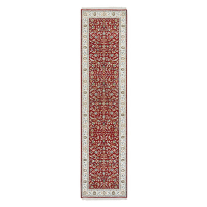 Fine Oriental Wool Hand Knotted Rug Red Ivory 2.7X10.5 -O065369
