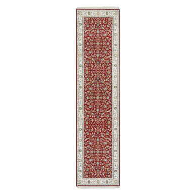 Fine Oriental Wool Hand Knotted Rug Red Ivory 2.7X10.5 -O065369