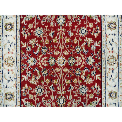 Fine Oriental Wool Hand Knotted Rug Red Ivory 2.7X10.5 -O065369