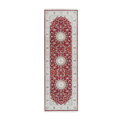 Fine Oriental Wool Hand Knotted Rug Red Ivory 2.7X8.0 -O065371