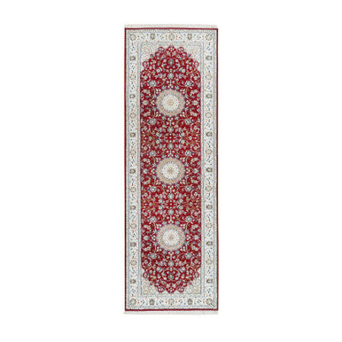 Fine Oriental Wool Hand Knotted Rug Red Ivory 2.7X8.0 -O065371