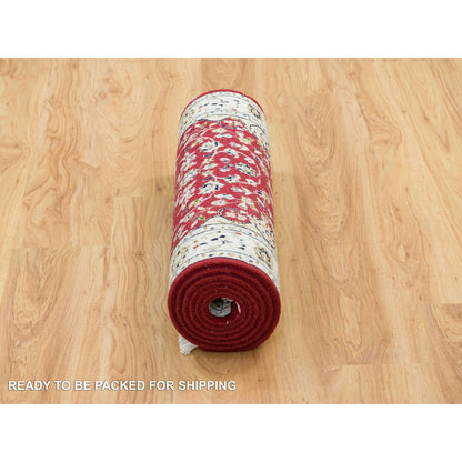Fine Oriental Wool Hand Knotted Rug Red Ivory 2.7X8.0 -O065371