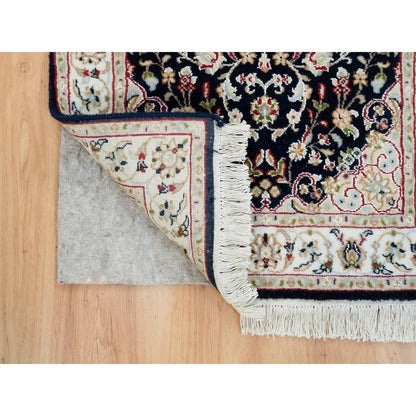 Fine Oriental Wool Hand Knotted Rug Blue Ivory 2.4X4.9 -O065377
