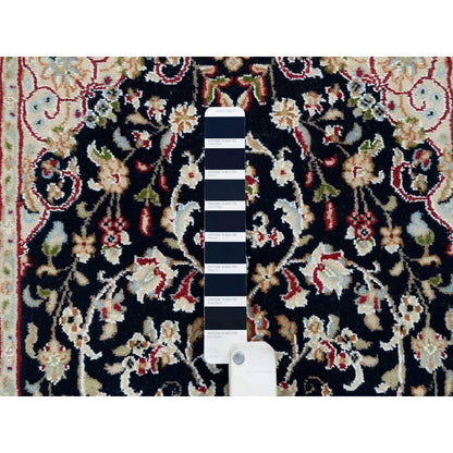 Fine Oriental Wool Hand Knotted Rug Blue Ivory 2.4X4.9 -O065377
