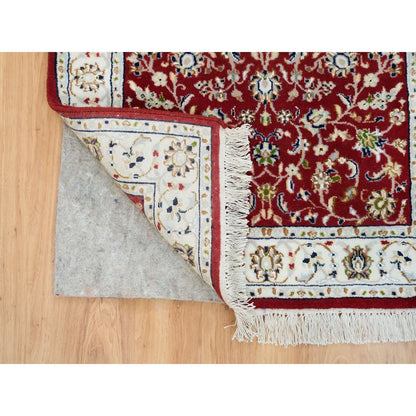 Fine Oriental Wool Hand Knotted Rug Red Ivory 2.8X6.8 -O065379