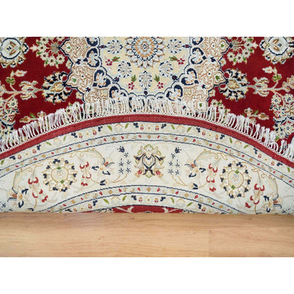 Fine Oriental Wool Hand Knotted Rug Red Ivory 6.0X6.0 -O065380