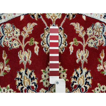 Fine Oriental Wool Hand Knotted Rug Red Ivory 6.0X6.0 -O065380