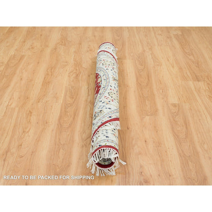 Fine Oriental Wool Hand Knotted Rug Red Ivory 6.0X6.0 -O065380