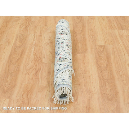 Fine Oriental Wool Hand Knotted Rug Blue Ivory 4.8X4.8 -O065385