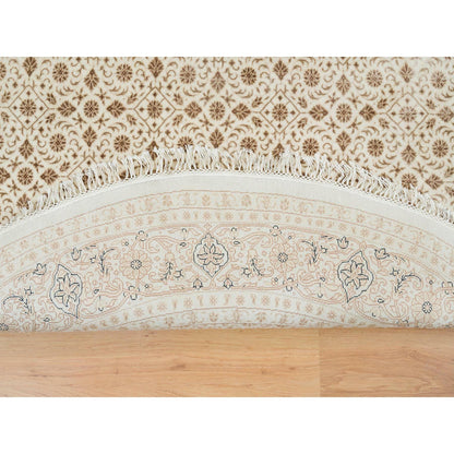 Fine Oriental Wool Hand Knotted Rug Ivory Ivory 6.3X6.3 -O065389