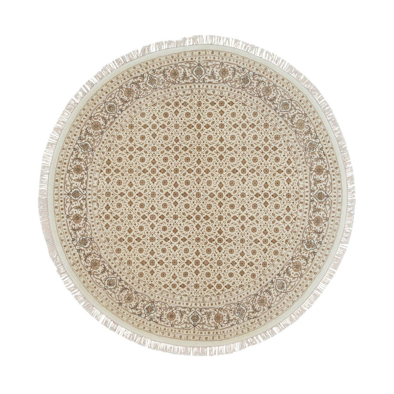 Fine Oriental Wool Hand Knotted Rug Ivory Ivory 6.3X6.3 -O065401