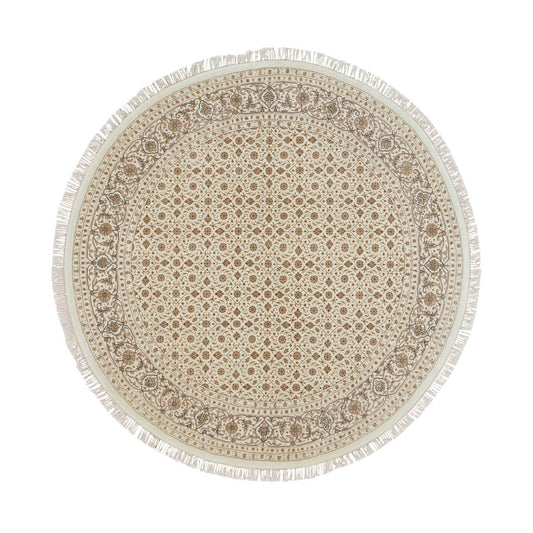 Fine Oriental Wool Hand Knotted Rug Ivory Ivory 6.3X6.3 -O065401