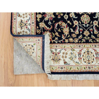 Fine Oriental Wool Hand Knotted Rug Blue Ivory 4.8X6.9 -O065408