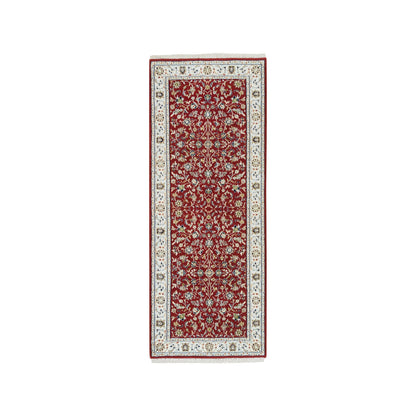 Fine Oriental Wool Hand Knotted Rug Red Ivory 2.7X6.10 -O065410