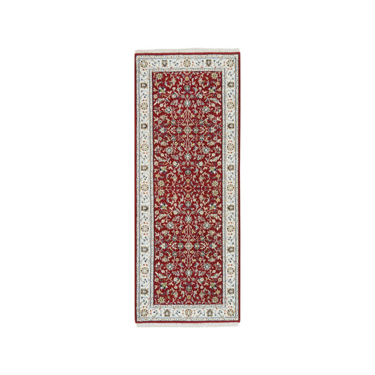 Fine Oriental Wool Hand Knotted Rug Red Ivory 2.7X6.10 -O065410