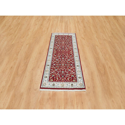 Fine Oriental Wool Hand Knotted Rug Red Ivory 2.7X6.10 -O065410