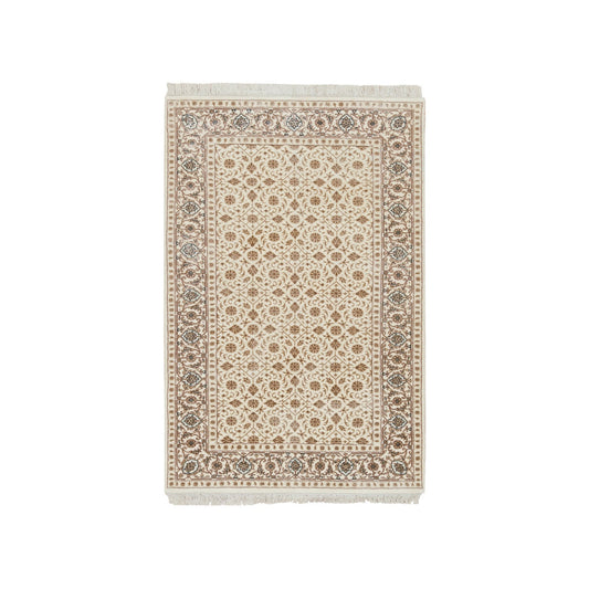 Fine Oriental Wool Hand Knotted Rug Ivory Ivory 3.0X5.0 -O065413