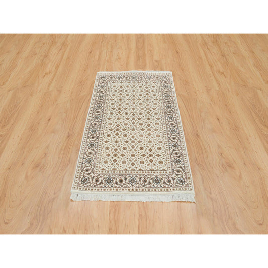 Fine Oriental Wool Hand Knotted Rug Ivory Ivory 3.0X5.0 -O065413