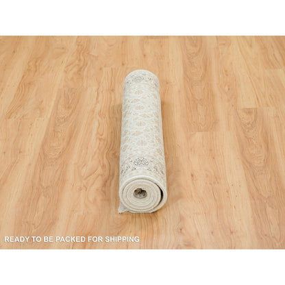 Fine Oriental Wool Hand Knotted Rug Ivory Ivory 3.0X5.0 -O065413