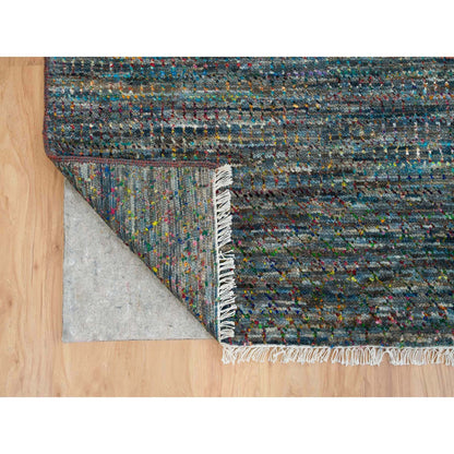 Modern and Contemporary Wool & Sari Silk Hand Knotted Rug Grey No Border 8.0X10.2 -O065415
