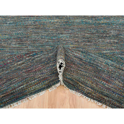 Modern and Contemporary Wool & Sari Silk Hand Knotted Rug Grey No Border 8.0X10.2 -O065415