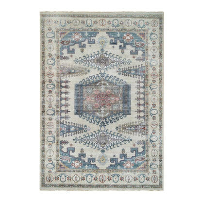 Tribal & Geometric Wool Hand Knotted Rug Ivory Ivory 9.10X13.10 -O065434