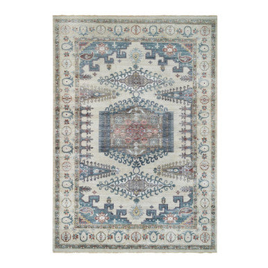 Tribal & Geometric Wool Hand Knotted Rug Ivory Ivory 9.10X13.10 -O065434