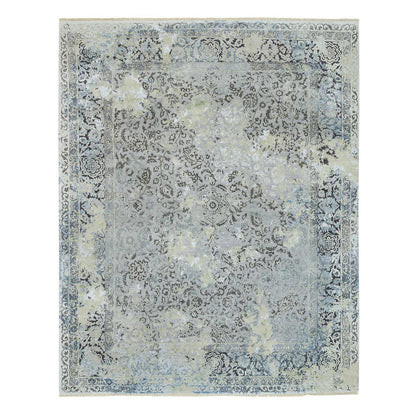 Transitional Wool & Silk Hand Knotted Rug Grey Gray 8.0X10.0 -O065443