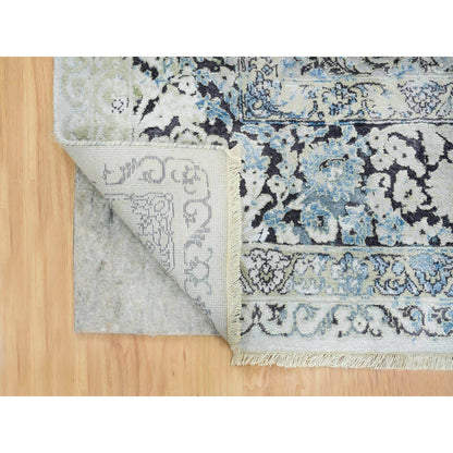 Transitional Wool & Silk Hand Knotted Rug Grey Gray 8.0X10.0 -O065443