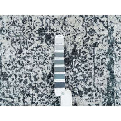 Transitional Wool & Silk Hand Knotted Rug Grey No Border 2.8X21.8 -O065445