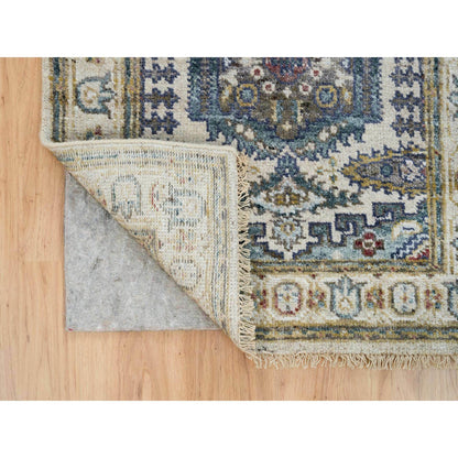 Tribal & Geometric Wool Hand Knotted Rug Ivory Ivory 2.5X8.1 -O065446