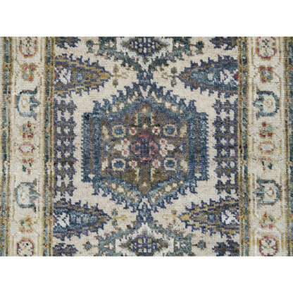 Tribal & Geometric Wool Hand Knotted Rug Ivory Ivory 2.5X8.1 -O065446