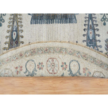 Tribal & Geometric Wool Hand Knotted Rug Ivory Ivory 12.0X12.0 -O065449