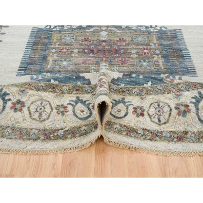 Tribal & Geometric Wool Hand Knotted Rug Ivory Ivory 12.0X12.0 -O065449