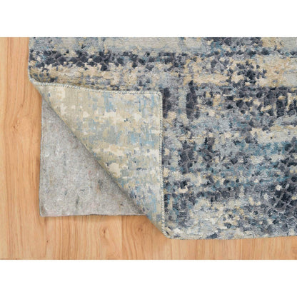 Modern and Contemporary Wool & Silk Hand Knotted Rug Blue No Border 2.6X7.9 -O065450