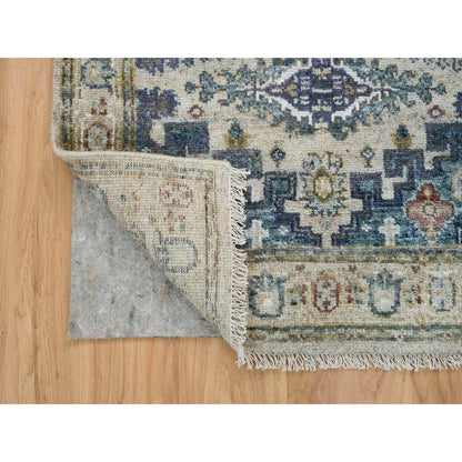 Tribal & Geometric Wool Hand Knotted Rug Ivory Ivory 2.10X5.0 -O065455