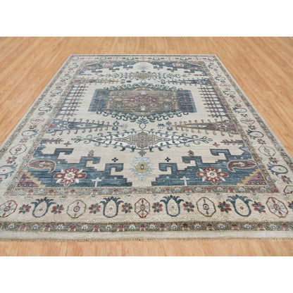 Traditional Wool Hand Knotted Rug Ivory 13.10X16.2  -O065456