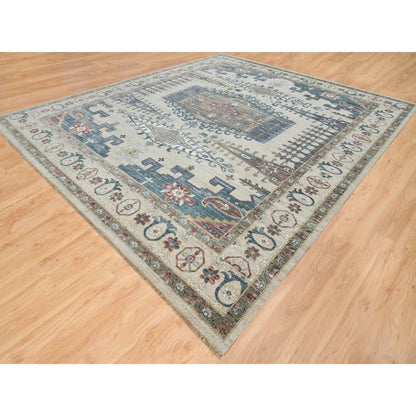 Traditional Wool Hand Knotted Rug Ivory 13.10X16.2  -O065456