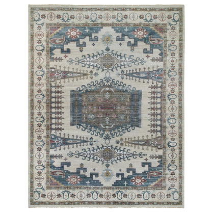 Tribal & Geometric Wool Hand Knotted Rug Ivory Ivory 14.0X18.3 -O065457