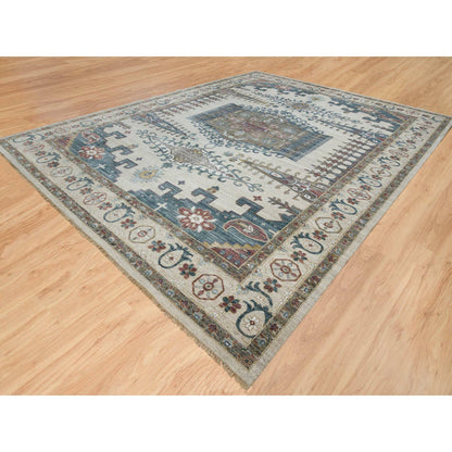 Tribal & Geometric Wool Hand Knotted Rug Ivory Ivory 14.0X18.3 -O065457