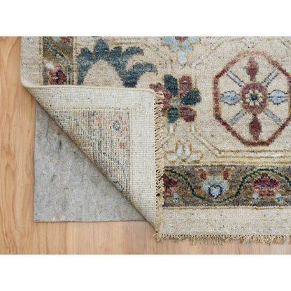 Tribal & Geometric Wool Hand Knotted Rug Ivory Ivory 14.0X18.3 -O065457